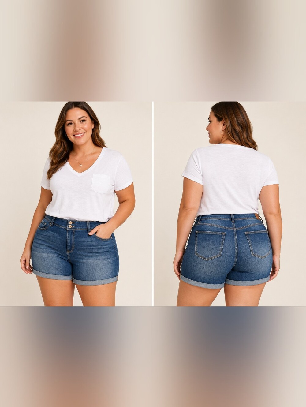 👖 Sandpiper 22W Cuffed Denim Shorts – Plus Size Stretch Jean Shorts